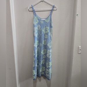 House of sunny light blue soft hawaiian print, spaghetti strapped midi size 6